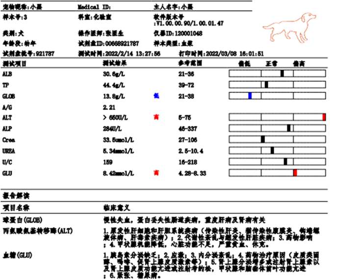 宠物生化机器怎么使用小黑从家中衣柜上坠地，四脚落地，冲击腹腔送诊时状态：小黑精神尚可，体温40.2℃，左后腿不能负重，兽医师触诊小黑左后腿明显疼痛，肿胀，晃动有骨摩擦音。_https://www.jmylbn.com_新闻资讯_第3张